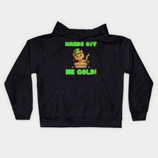 Hands Off Me Gold St Patricks Day Paddys Funny Cat Litter Box Kids Hoodie